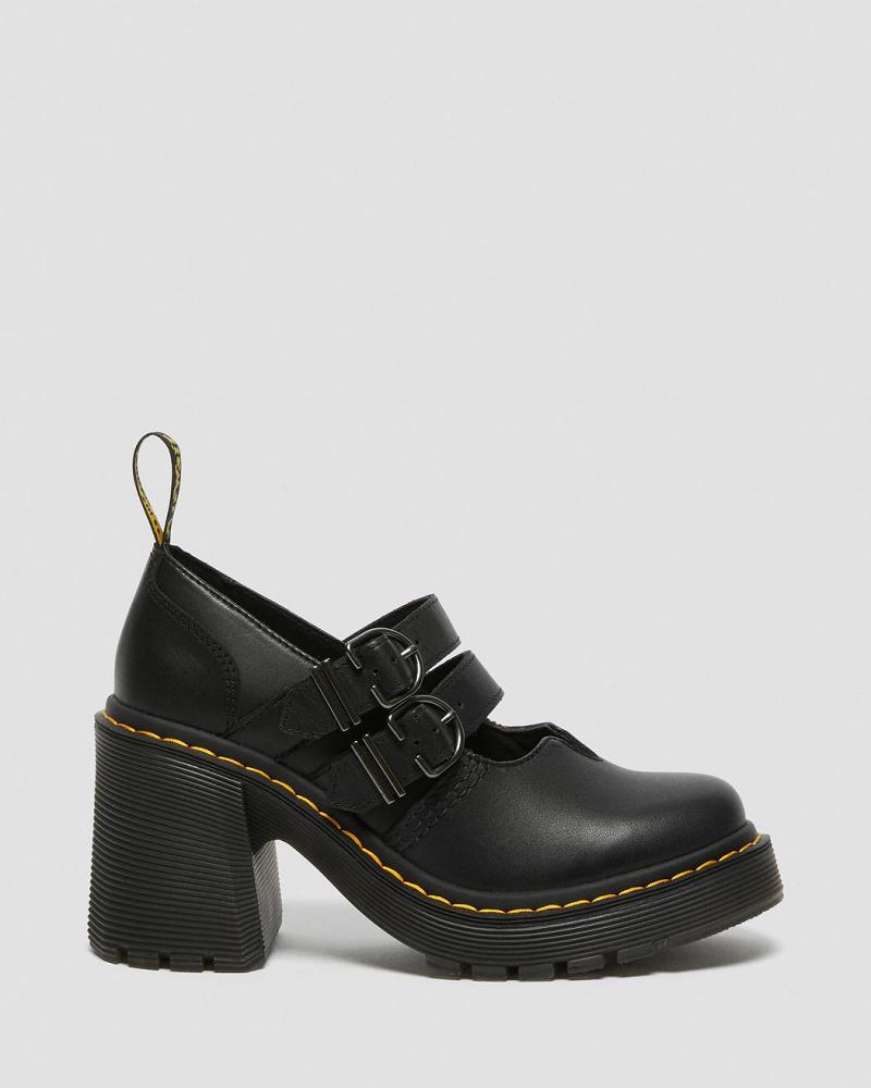 Women's Dr Martens Eviee Sendal Leather Heeled Mary Jane Shoes Black | AU 335HAP